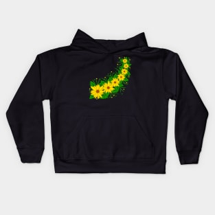 flower tendril yellow sunflowers flower pattern blooms Kids Hoodie